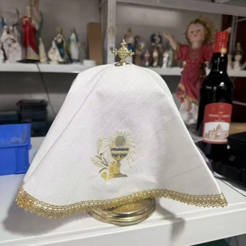 Paños de cáliz de altar de Iglesia cristiana, cubierta de santo sagrado, velo de cáliz, cubierta de Paten, tela blanca, suministro de Churh