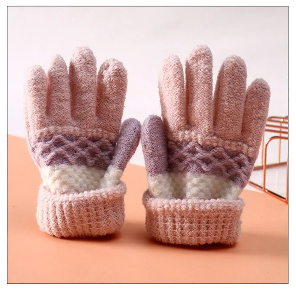 Winter Autumn Soft Knitted Baby Gloves Full Finger Gloves Kids Girls Boys Mittens Outdoor Children Gloves 3-8 Years