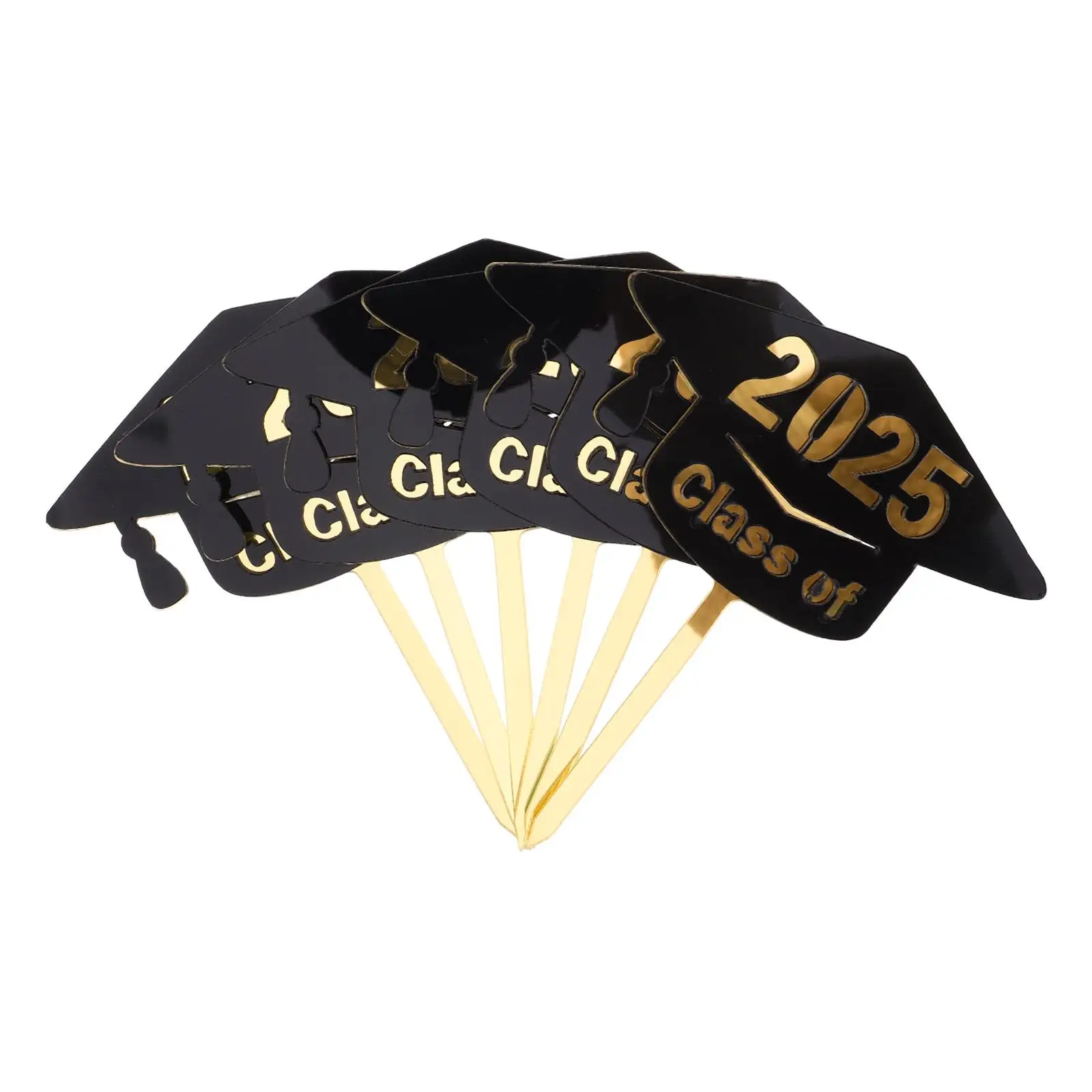 

6 Pcs Cake Toppers Graduation Acrylic Decorations Elegant Design Material Kindergarten College Party Supplies