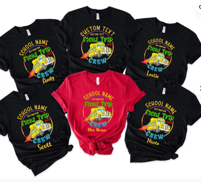 Custom 2026 Field School Trip Shirt Graduation Class Reunion Shirt Personalized Teacher Gifts School Bus Shirt Casual Loose Top