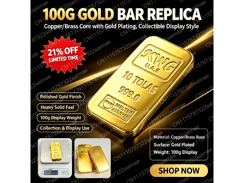 Gold Bar Souvenir Paperweight Solid Copper Gold Plated 10 Tolas Office Desk Decor Collectible Gift