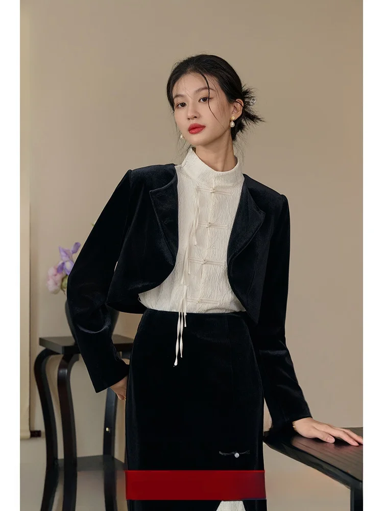 

Ele ort Velvet Jaet для женщин, осенне-зимний модный кардиган в стиле ретро, небольшой топ из полиэстера Quali