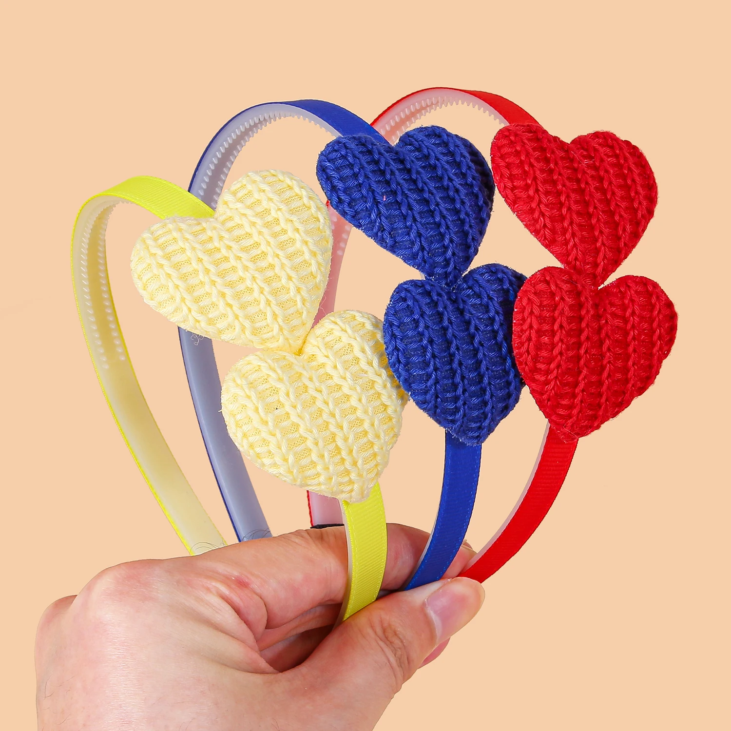6pcs Cute Heart Headbands for Girls Fabric Heart Headbands Kids Children Plastic Teeth Hairbands Girls Party Hair Accessories view 3