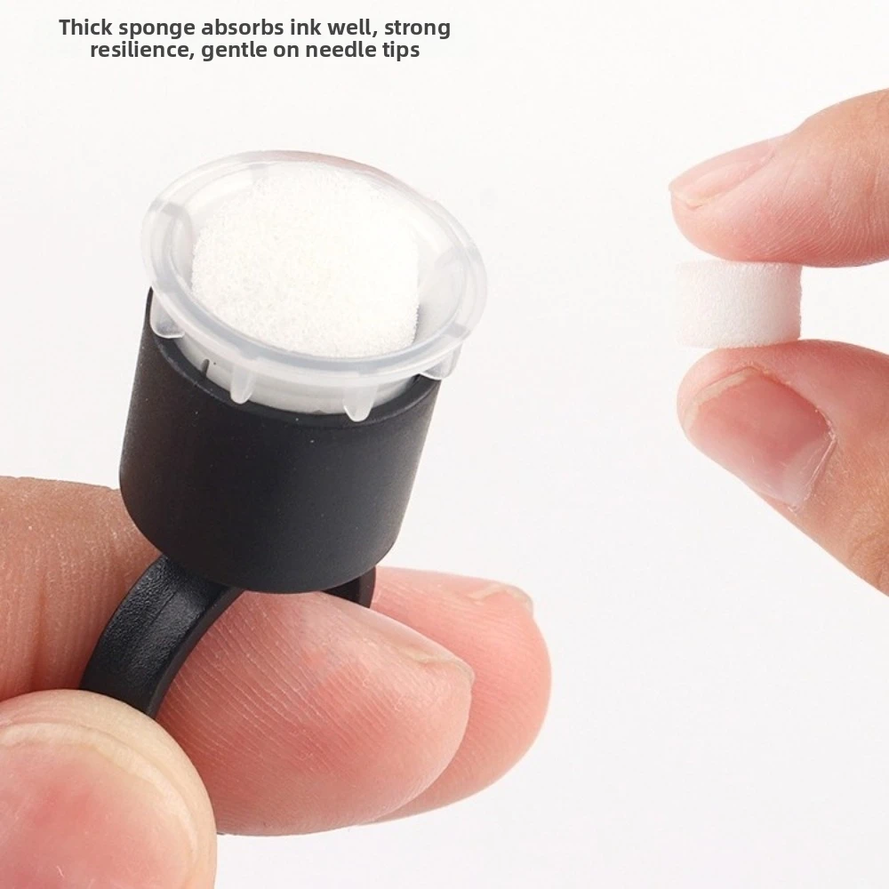 With Sponge Disposable Ring Cup No Divider Medium Holder Permanent Makeup Ink Cups Individually Package Black/Pink