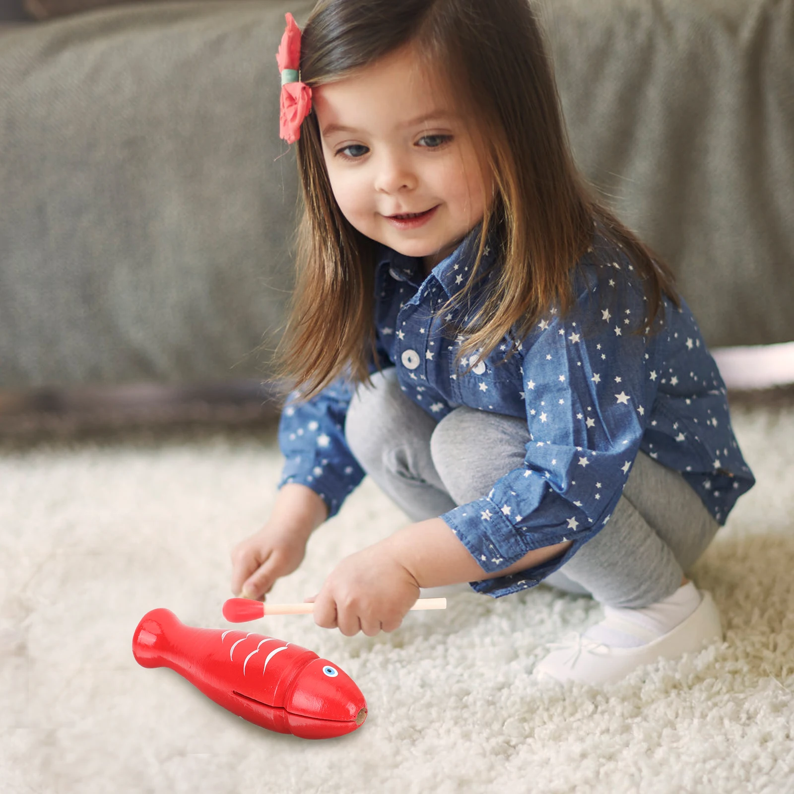 

Wooden Fish Toy 2 Sets Kids Instruments Small Percussion Toys Musical Plaything Educational Toy Fish Music Instrument For 8 Year