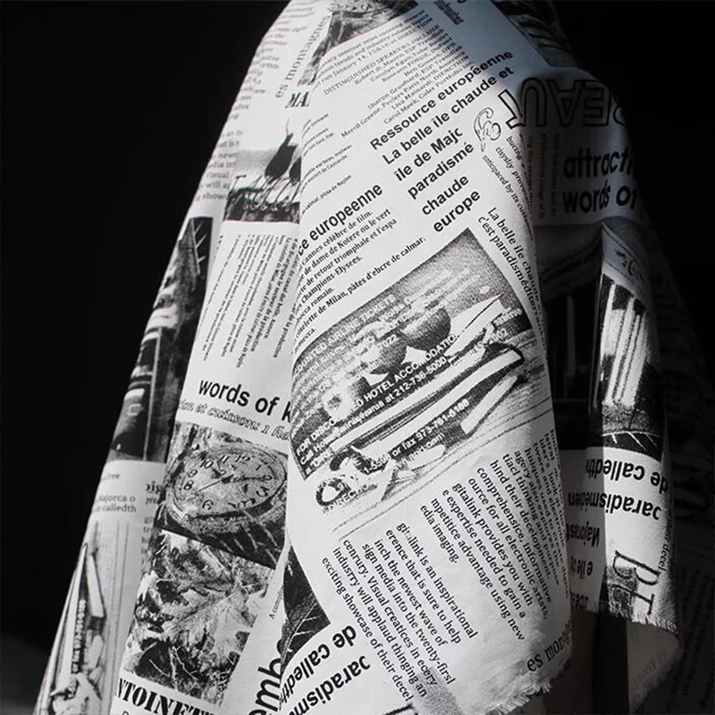 Good,Newspaper Letter Elements Patterns Digital Printing .Polyester/Cotton Fabric,Sewing Material,DIY Man Shirt,Women Dress