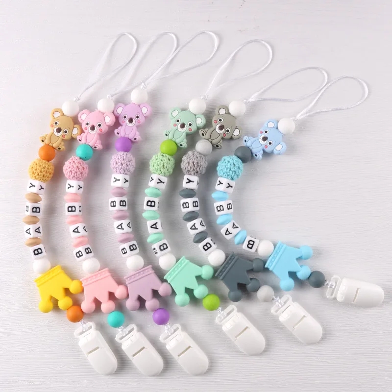 Baby Pacifier Clips Koala Pacifier Chain Holder for Baby Teething Soother Chew Toy Dummy Clips