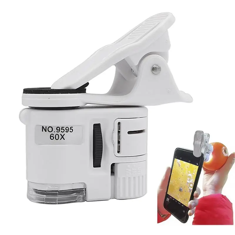 2X Universal 60X Zoom Camera With LED Light ABS Phone Mini Pocket Microscope Portable For Mobile Smartphones