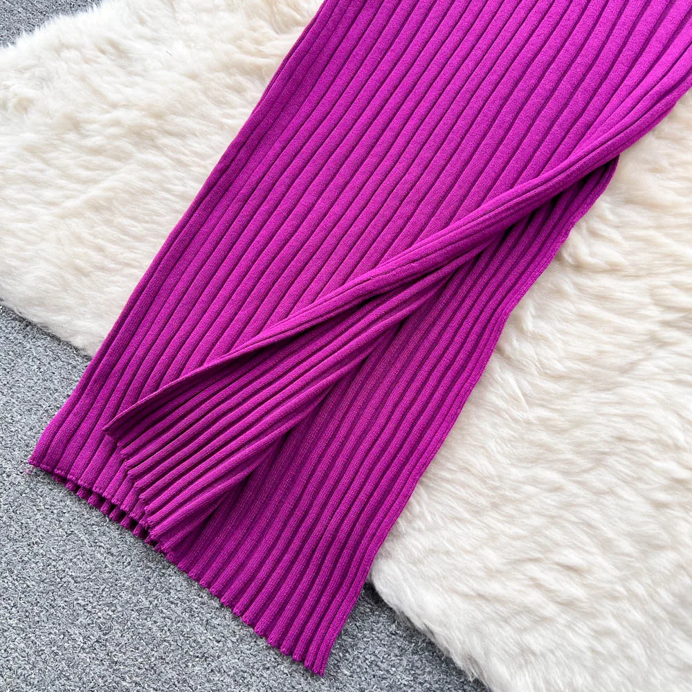 Yuoomuoo Frauen Kleid sexy V-Ausschnitt schlanke elastische gerippte gestrickte einteilige figur betonte Kleid Streetwear Lady Vestidos