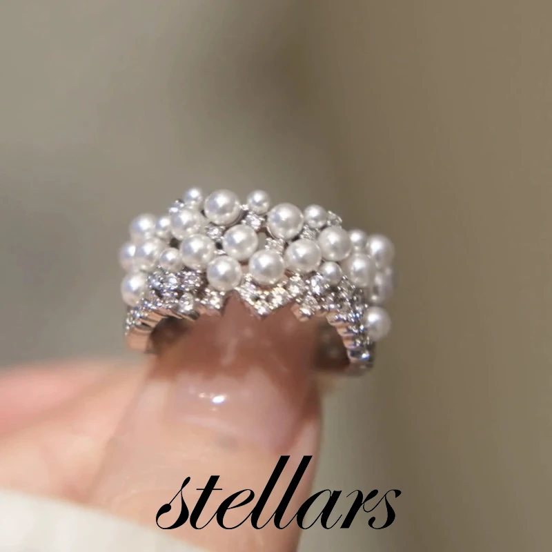 

Gypsophila Design Silver Open Ring, Suitable for Parties and Dates, High-End Feel, Versatile, Elegant Index Finger Ring