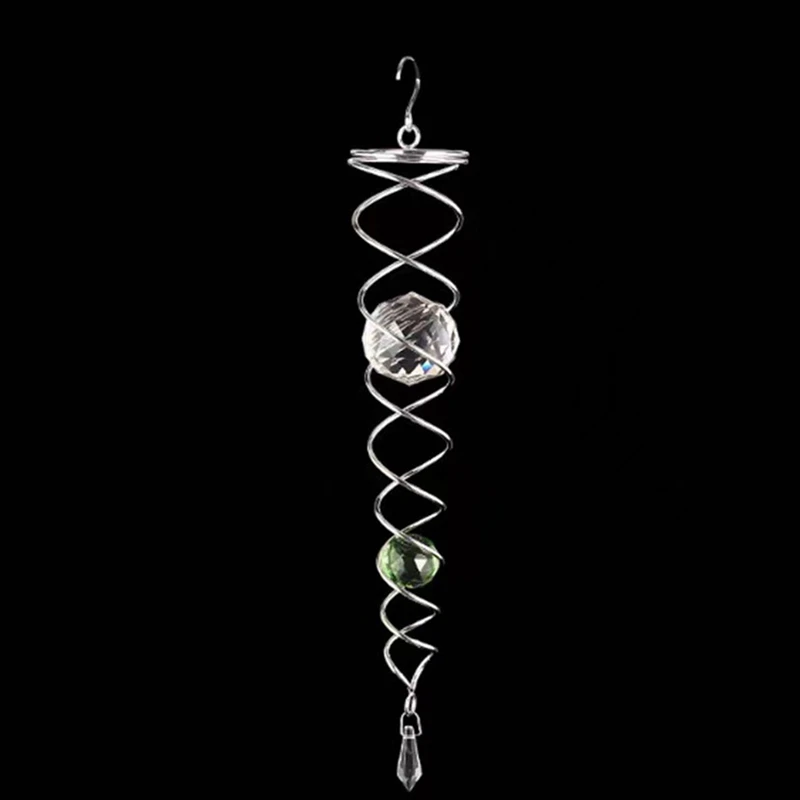 2PCS Spiral Tail Wind Spinner Stabilizer Decorative Spiral Wind Spinner Wind Spinners Sun Catcher Crystals Ball Easy Install