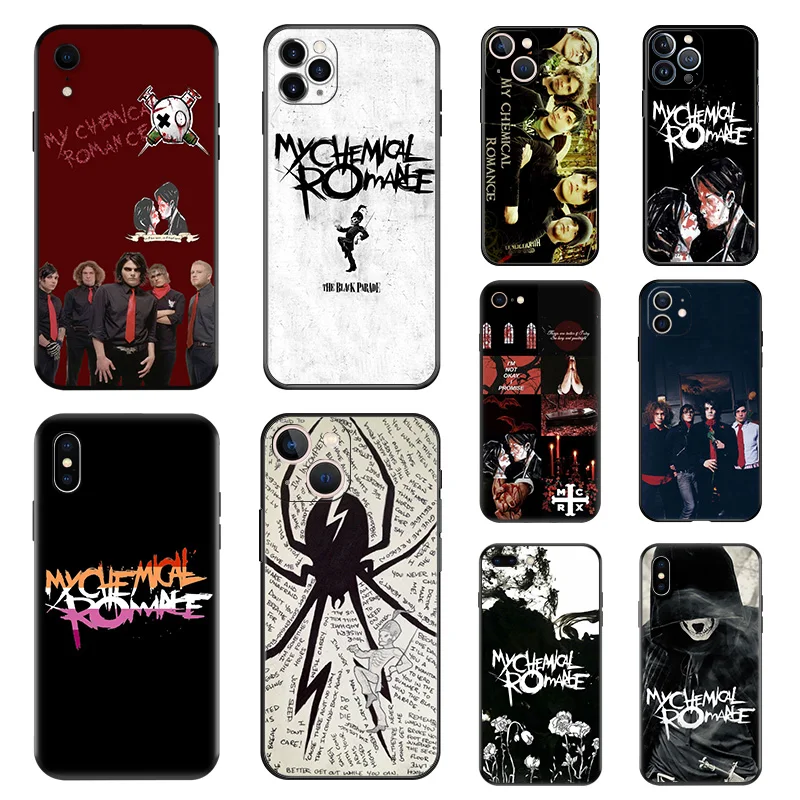 Matte Phone Case For iphone 16 Plus 15 14 13 12 11 Pro Max Mini 7 8 XR 16Pro XSMax 15Pro My Chemical Romance Black Soft Cover