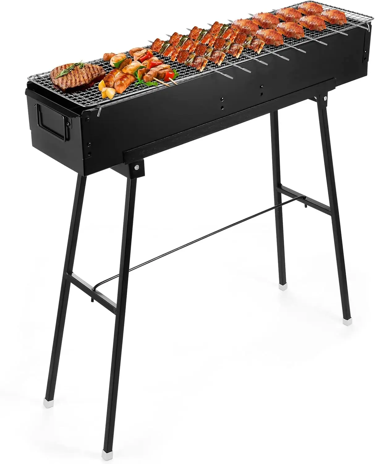 Outdoor Home Commercial Use Black Folding Stainless Steel BBQ Grill with Large Cooking Space
