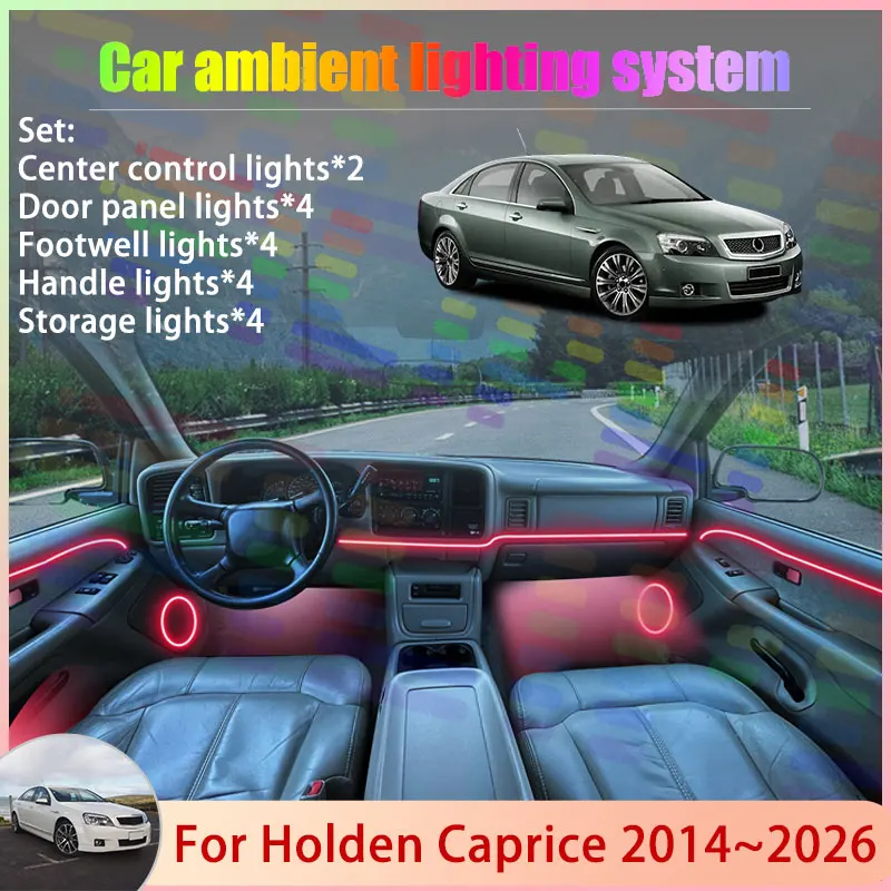 

Для Holden Caprice MK3 3-го поколения WN 2014~2026 2015 2016: Комплект атмосферной RGB-подсветки салона автомобиля 2/24 в 1 с эффектом бегущих огней