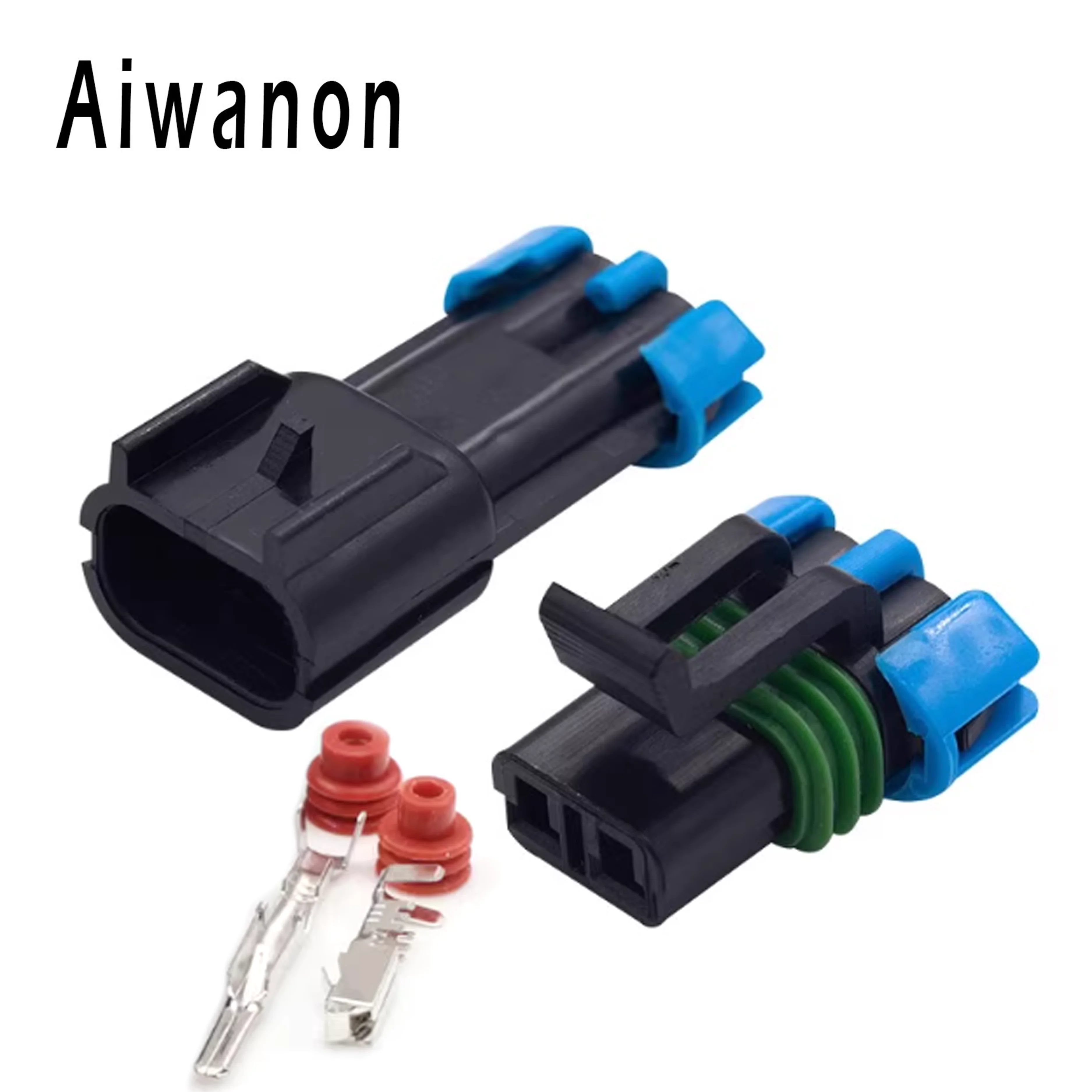 

1 Set 2 Pin 15300027 Car Compressor Oil Separator Heating Induction Diesel Filter Weather Pack Fan Electrical Connector 15300002