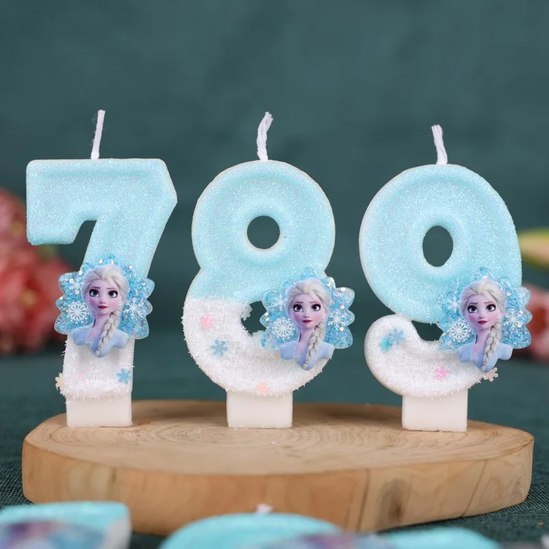 Digitale Geburtstagskerze, Kuchen-Party-Dekoration, handgefertigte Kerze, 0–9, Schneeprinzessin
