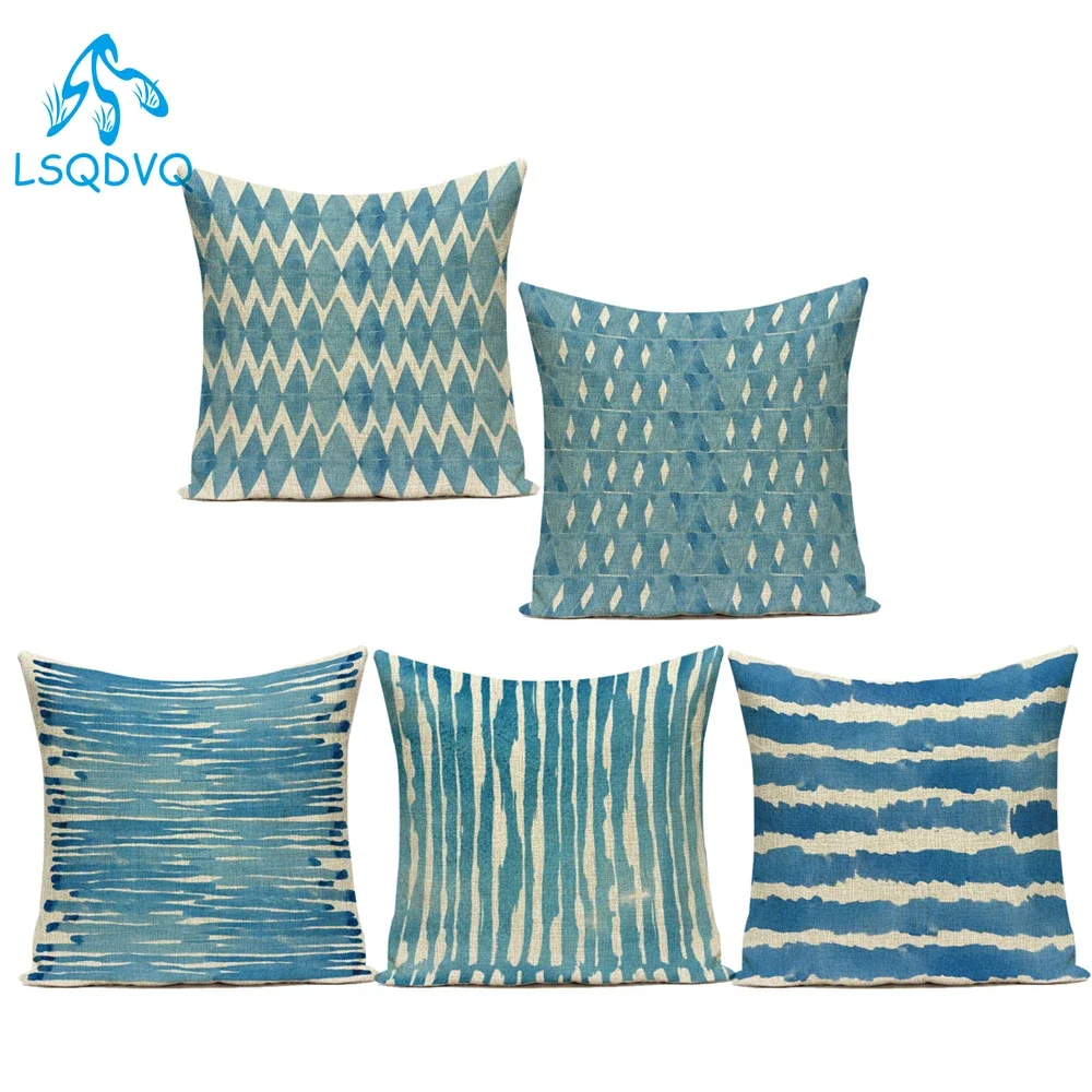 Blue Geometric Throw Pillows Case Nordic Style Square Simple Geometry Sofa Cushion Cover Home Decor Pillowcase for Living Room