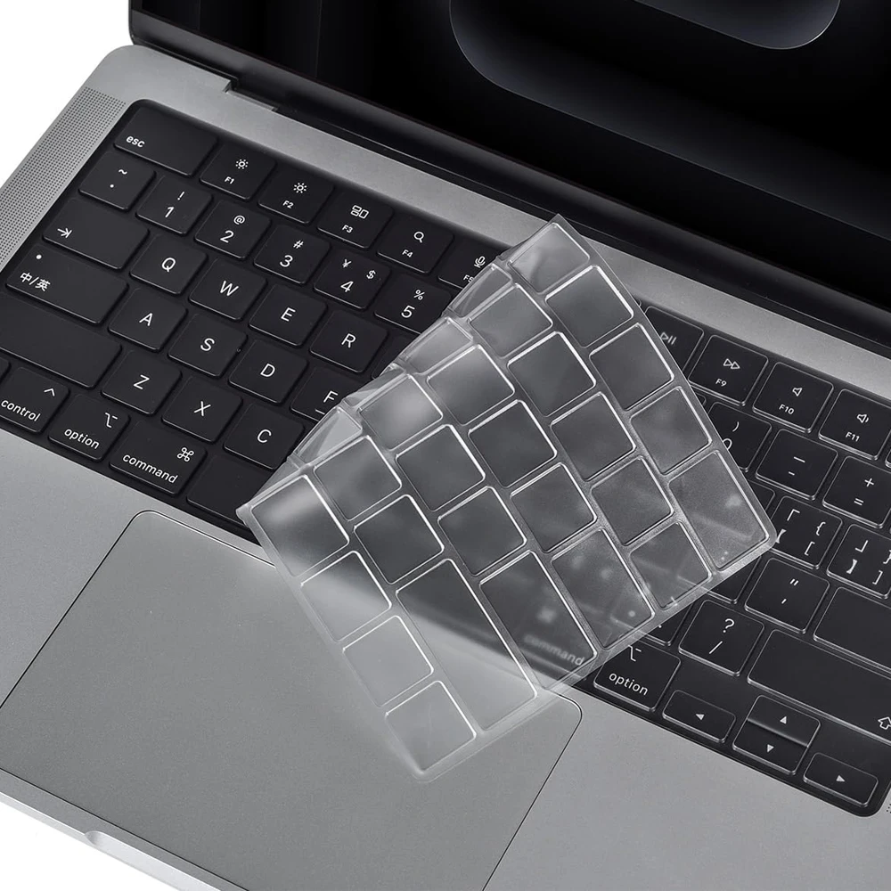 غطاء لوحة مفاتيح شفاف رفيع للغاية من مادة TPU لجهاز MacBook Air 13.6 13 بوصة M4 M3 M2 M1 Chip and Pro 14 13 15 16 بوصة تخطيط الاتحاد الأوروبي والولايات المتحدة
