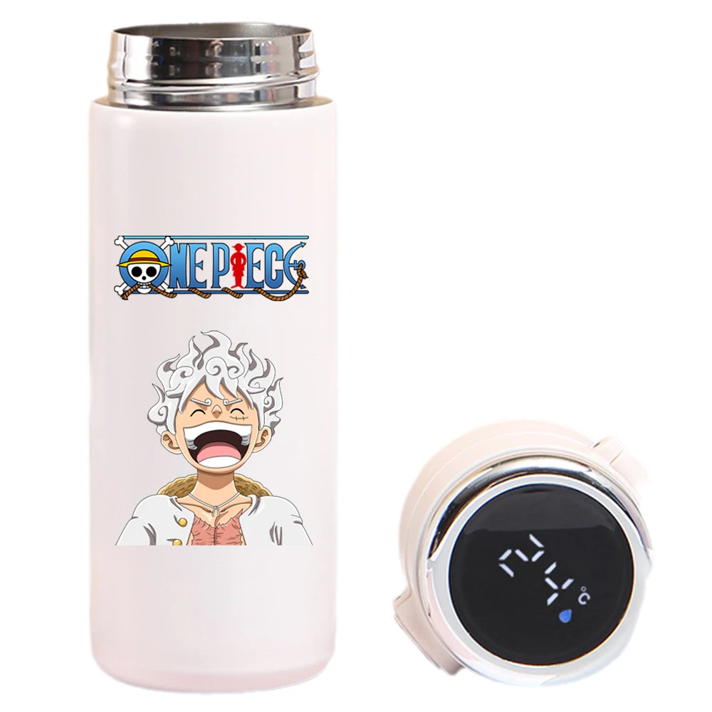 One Piece Yamato Luffy Uta Law Anime Smart 304 Stainless Steel Double-layer Vacuum Pop-up Cover Thermos Cup Temperature Display