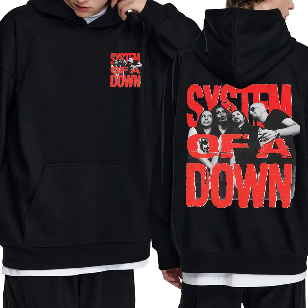 

System of A Down Double Sided Print Hoodie Men Women Vintage Rock Oversized Sweatshirt Men's 90s Alternative Metal Streetwear