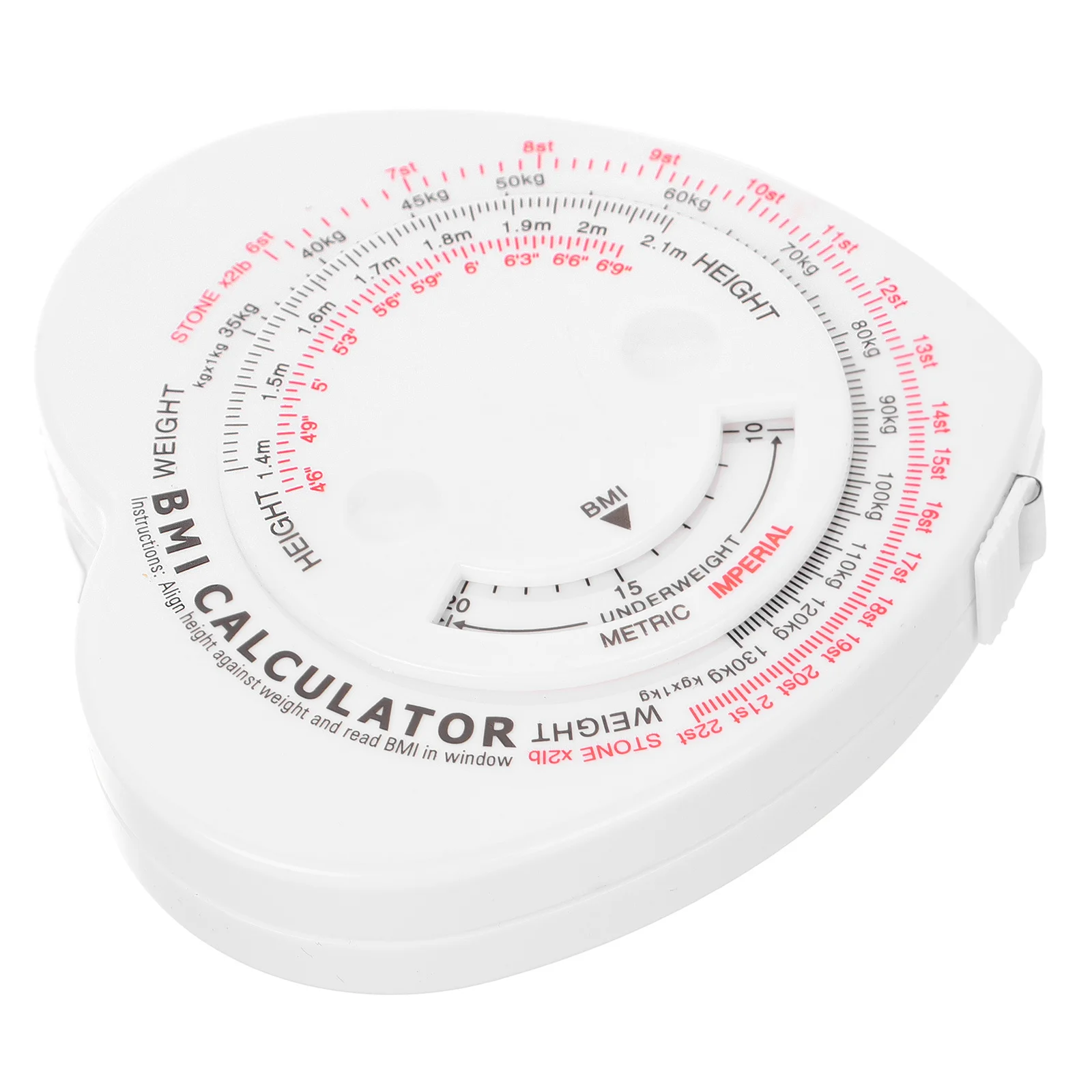 

Heart Shape Bmi Retractable Tape Soft Dual-Sided Portable Body Measuring Tape for Waist Measurement Measuring Measure