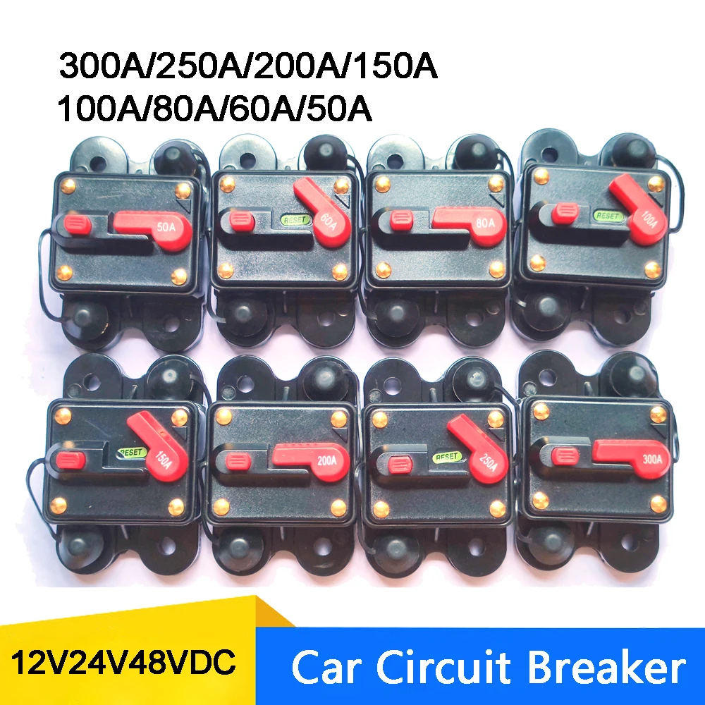 30-300A Battery Car Protector Mini Circuit Breaker DC12V 24V48V with Manual Reset Car Boat Manual Power Protect