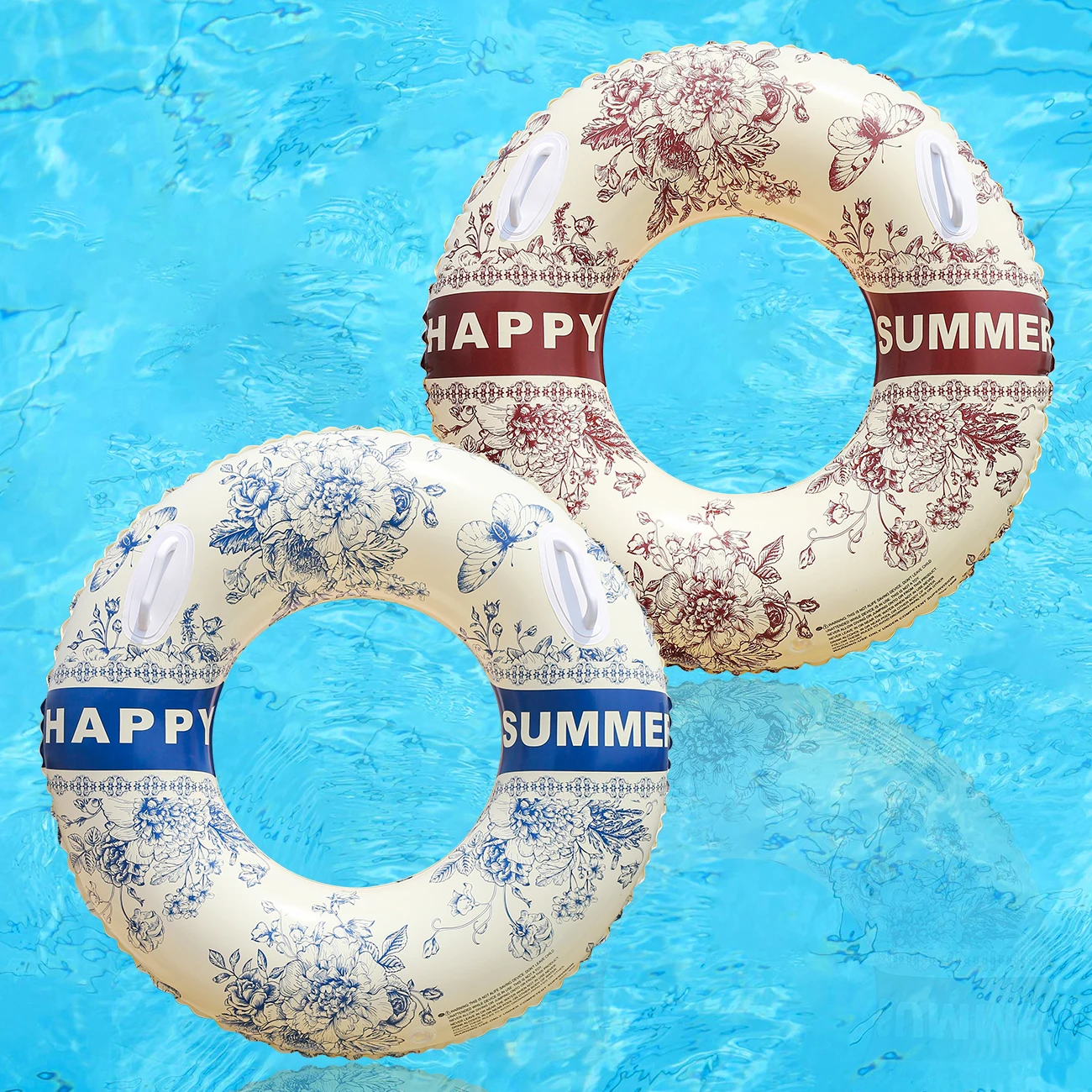 1PC opblaasbare zwemring voor volwassenen - artistiek inktpatroon felle kleur drijvende buis voor zwembad-, meer- en zomeractiviteiten