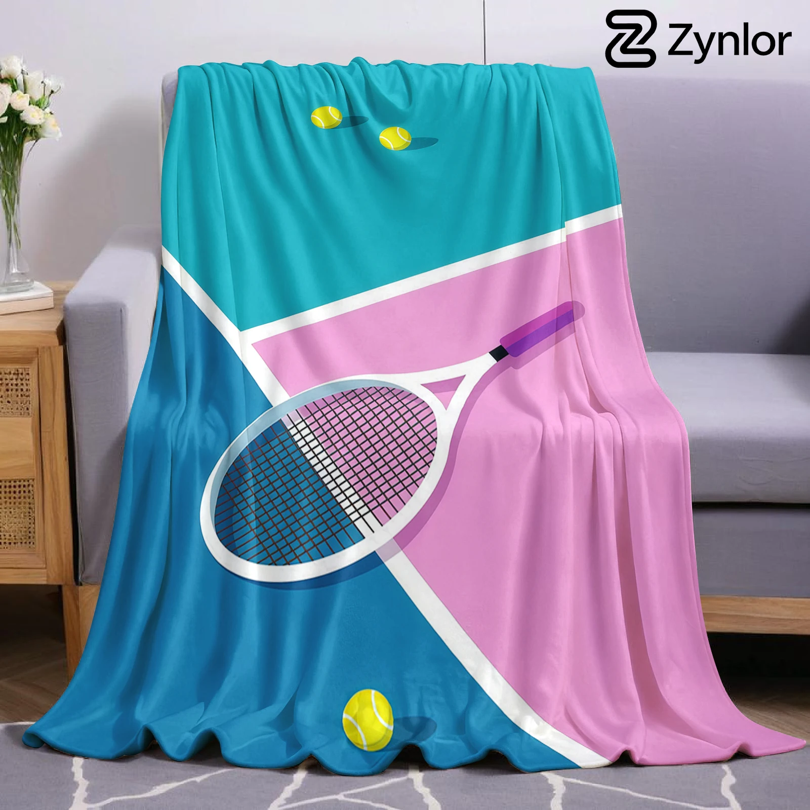 Tennis Court Ultra Soft Sherpa Fleece Blanket Fluffy Warm Halloween Cozy Throw for Sofa Couch Bedroom Gift All season