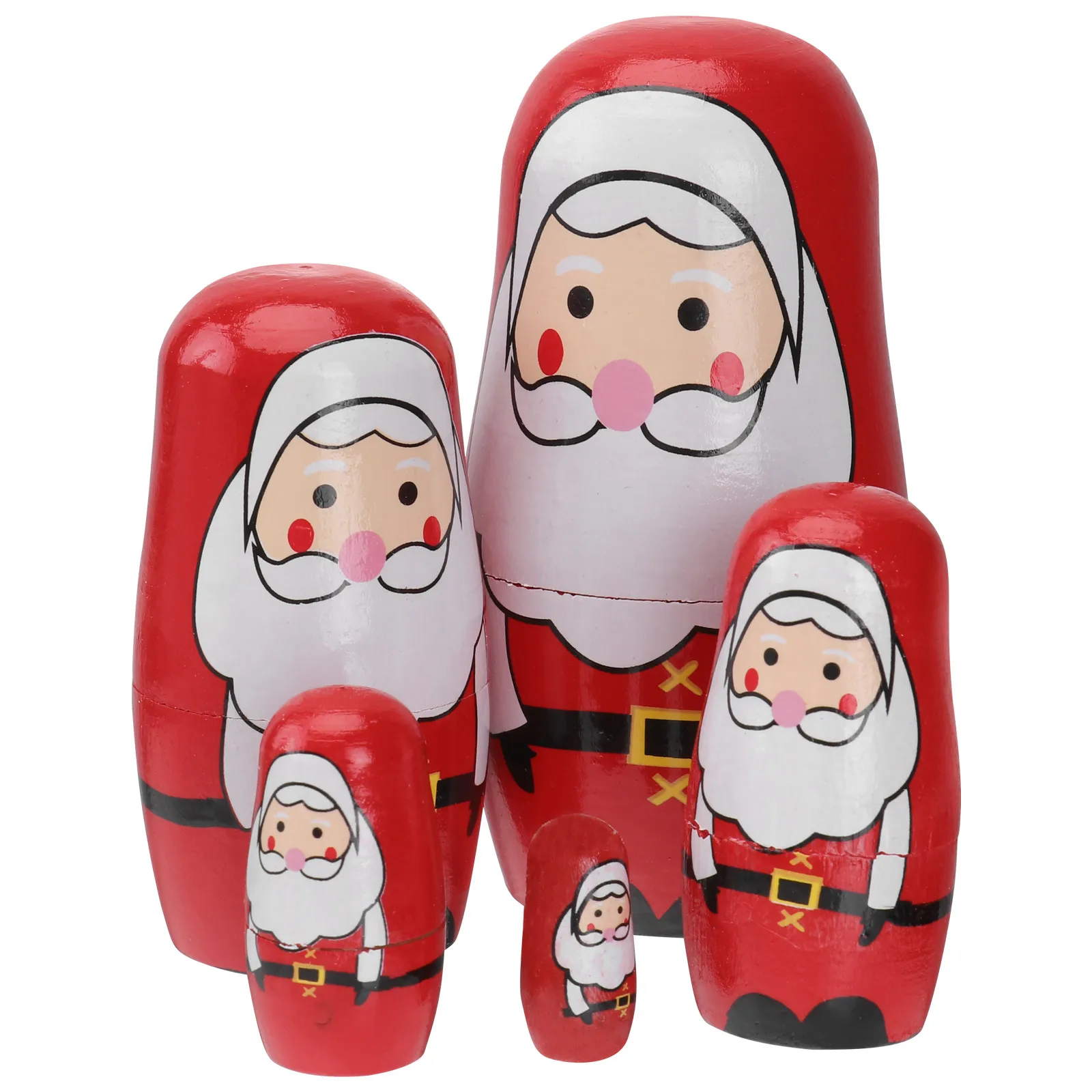 

5pcs Santa Claus Pattern Wooden Russian Nesting Collection Kids Adults Decor Storage Christmas Gift Matryoshka Cartoon Nesting