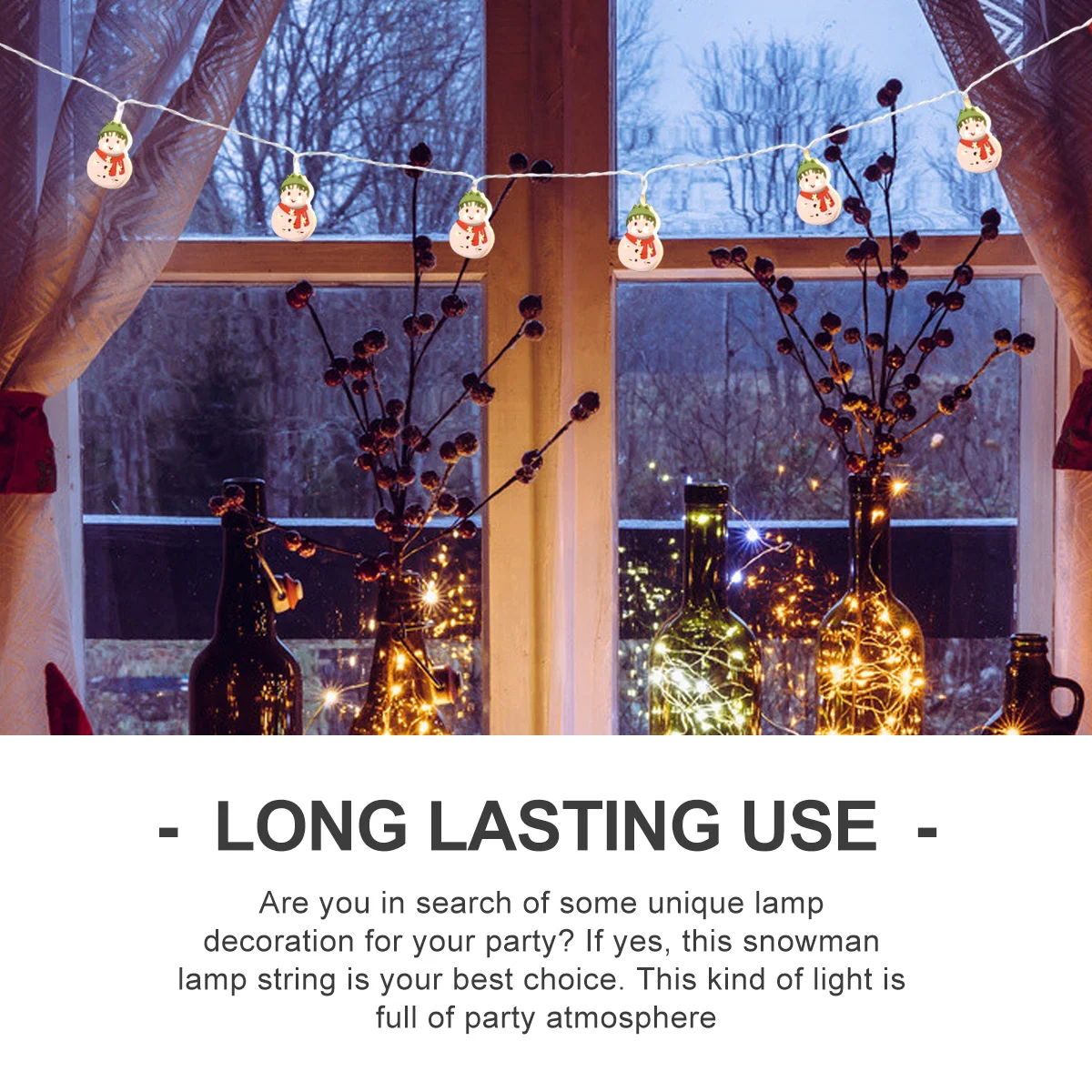 

1Set Green Hat Snowman Christmas LED Lamp String Light String Xmas Party Decoration Energy Saving Light Ornament