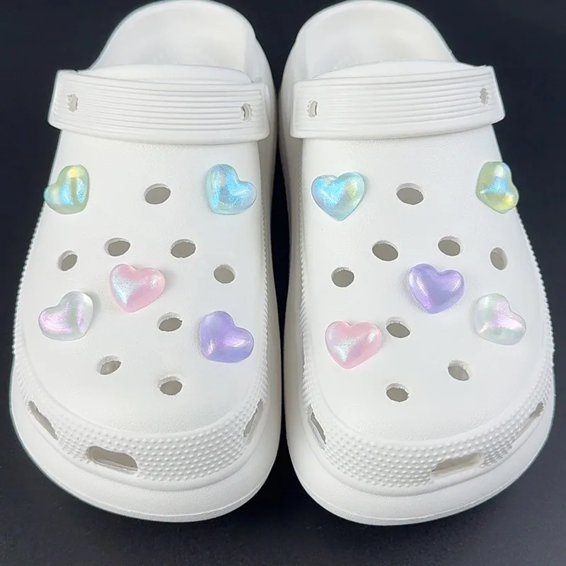 10PCS Fashion Shoe Charms Set Accessories Hole Shoe Buckle Cute Colorful Heart-sha DIY 3D Shoes Decorations Kid Party Girls Gift image 2