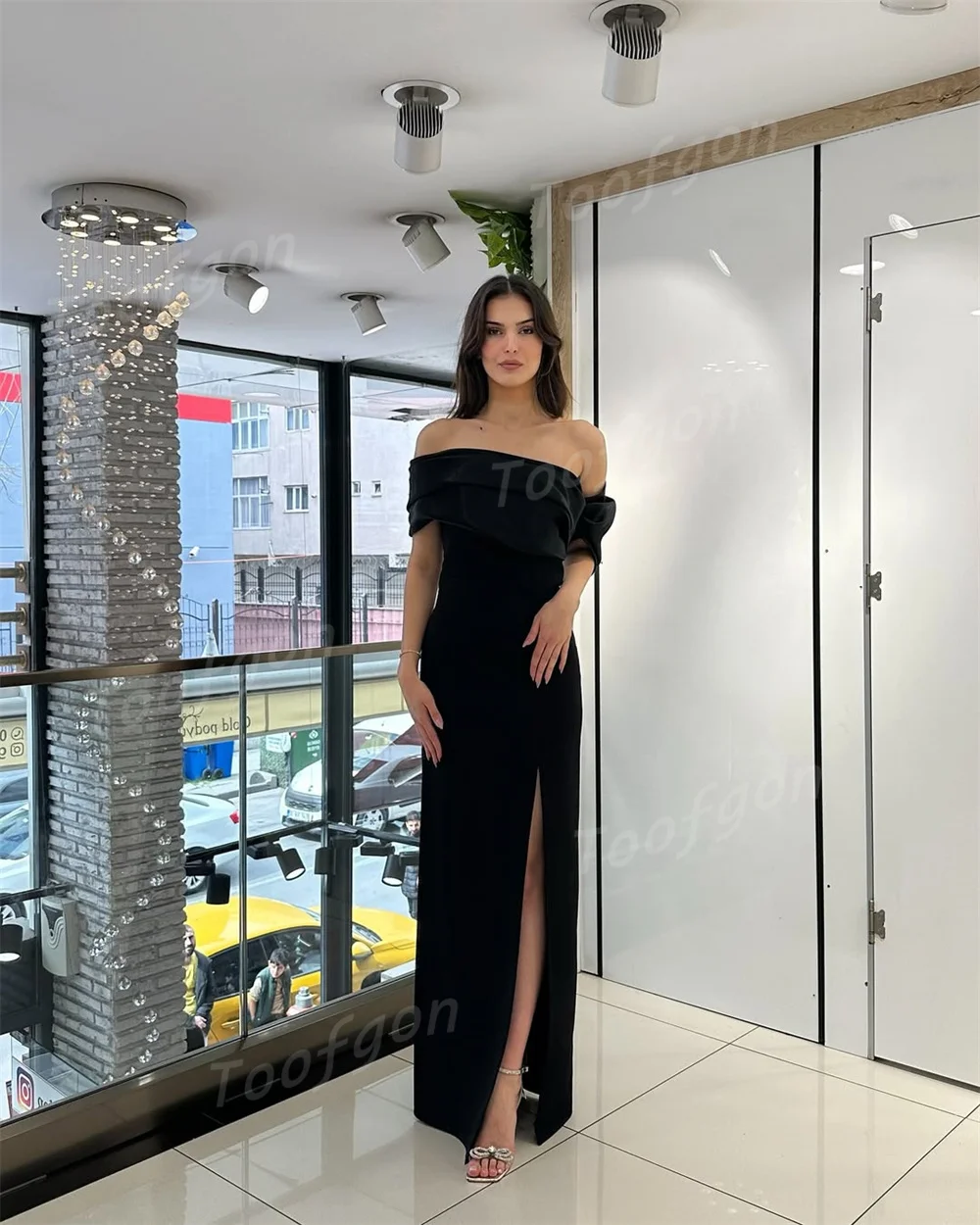 Toofgon elegante fosco cetim sereia vestidos de noite sauditas para mulheres vestido de baile personalizado um ombro vestidos de festa formais 2025