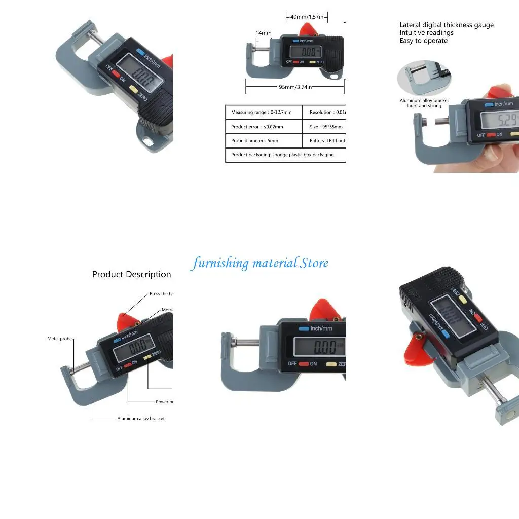 

Y5GD Portable Precise Digital Thickness Gauge Meter Metal Tester Micrometer 0-12.7mm