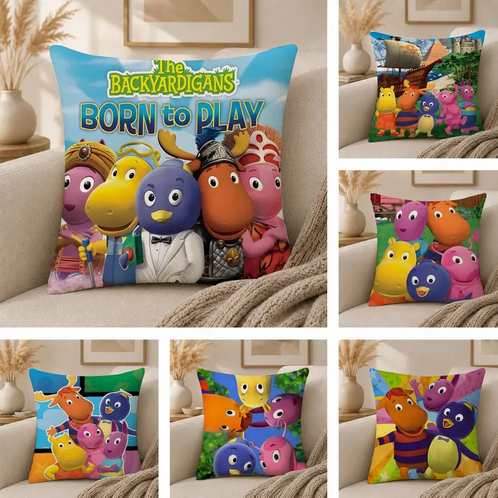 Cartoon T-The Backyardigans Cushion Cover  Plush Fabric Soft Double Sided Print Sofa Cushion Cover Throw Pillow Covers