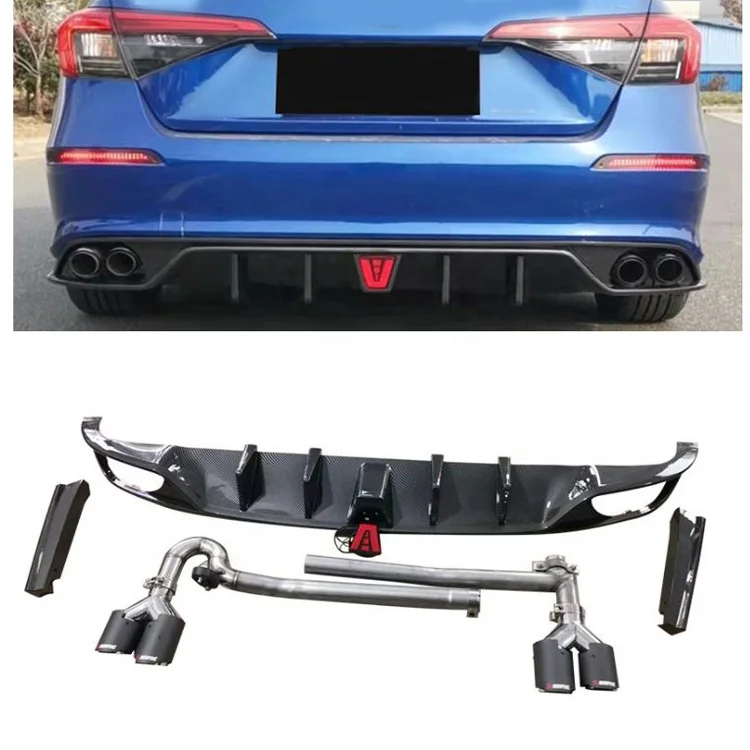 Car Exhaust Tip Rear Side Diffuser Bumper Lip Spoiler Splitter Parts Bodykit For Honda civic 11th 2022