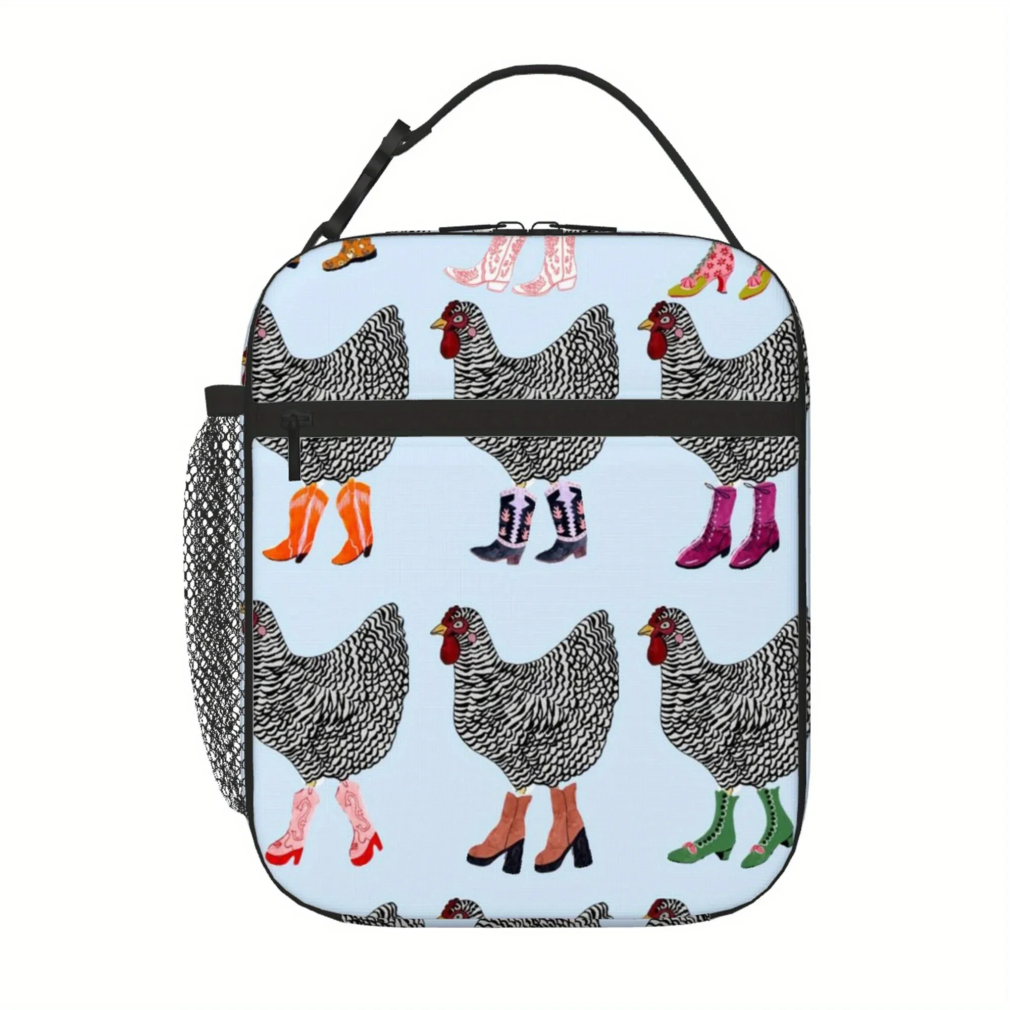 1pc Chickens in Colorful Boots Pattern Printed Thermal Bag Insulation and Refrigerated Portable Reusable Unisex
