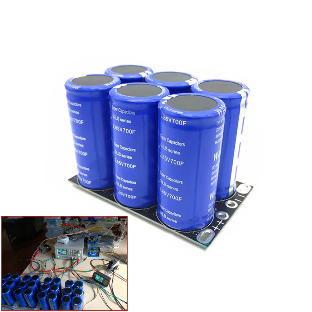 

6PCS 117V 116F Double Row Farad Capacitor Super Capacitor 2.85V 700F Automotive Super Farad Capacitor with Protective Board