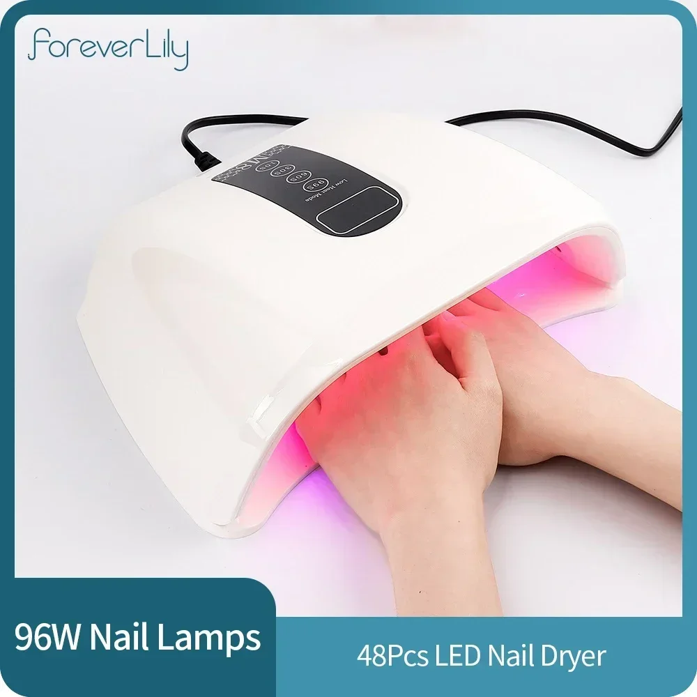 High Power 96W RED Light LED Nail Lamp Two Hands Gel UV Lamp Manicure Nail Polish Dryer Machine for Fast Drying All Gel Polish