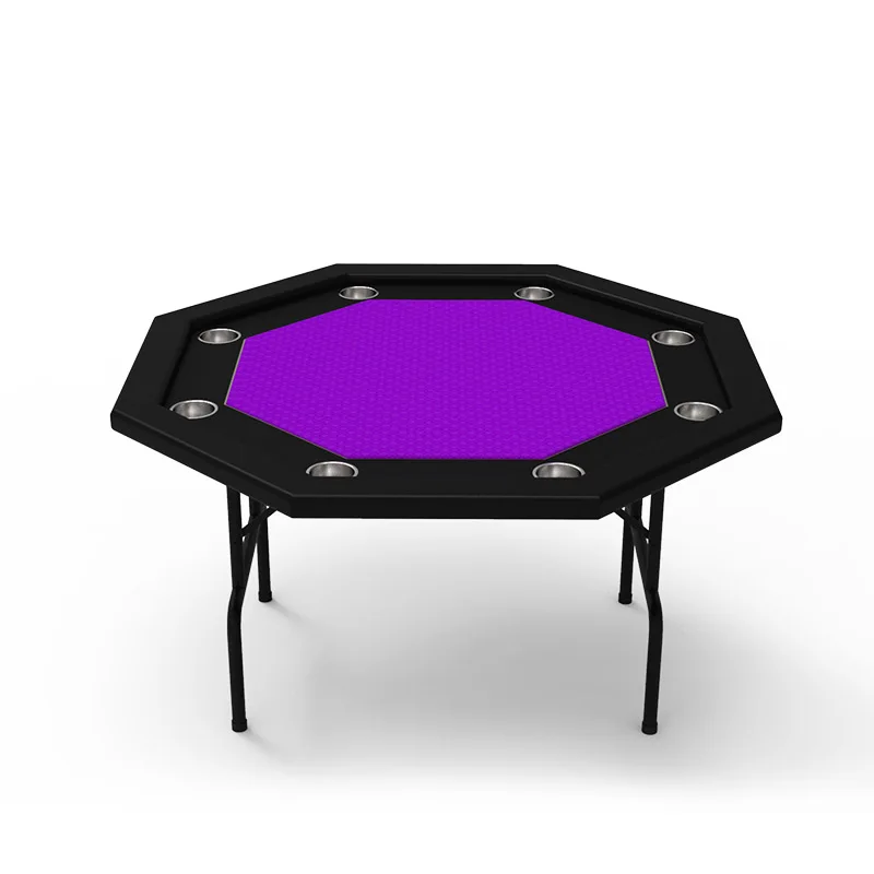 Cozy Leather Gambling Entertainment Folding Casino Poker Table Customized Color With Cup Holders Octagonal Poker Table