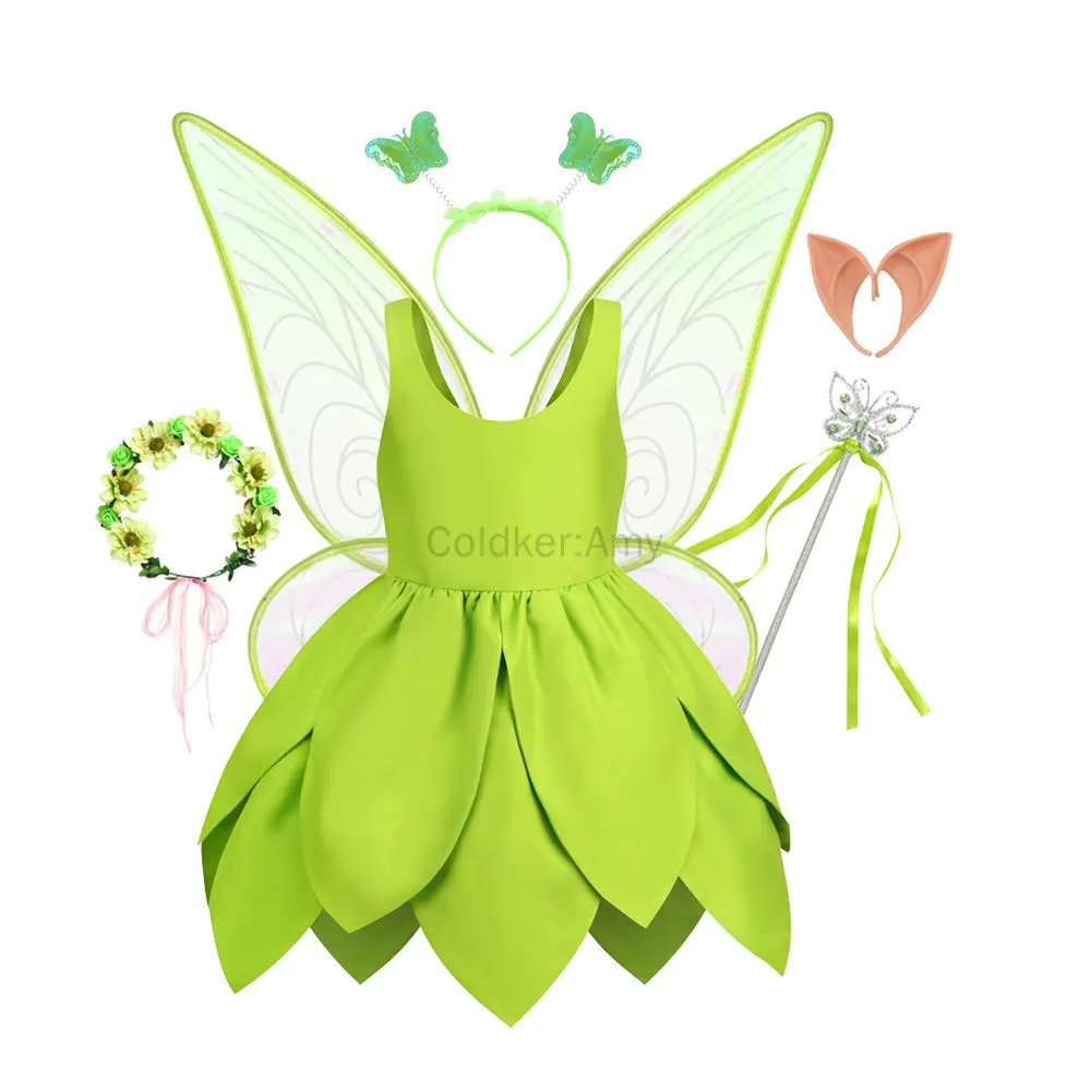 

Flowers Fairy Costume Princess Dress Up Set for Girls Tinker Dress Toddler Clothes Halloween Cosplay Costume Elf Carnival Cos