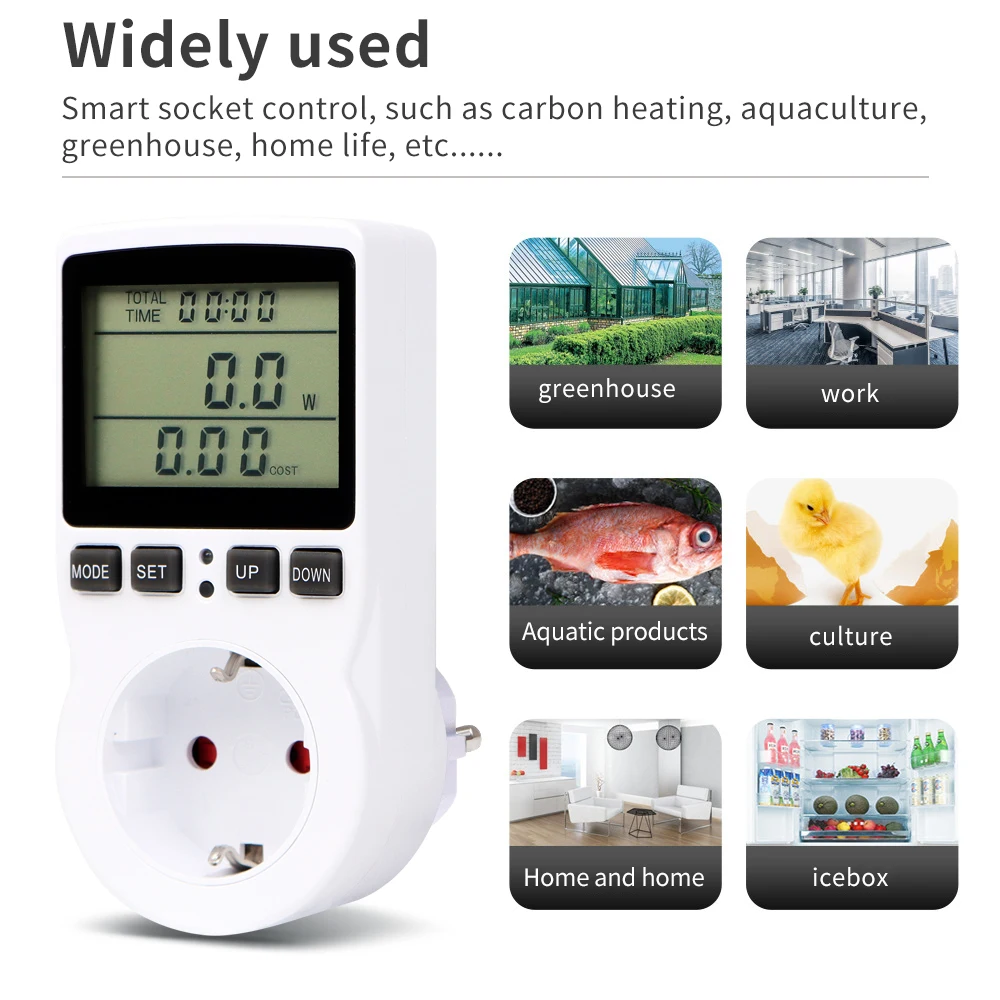 AC Energy Meter Digital Wattmeter Power Meter Electric Consumption Voltage Current Kwh Socket Analyzer Overload Protection