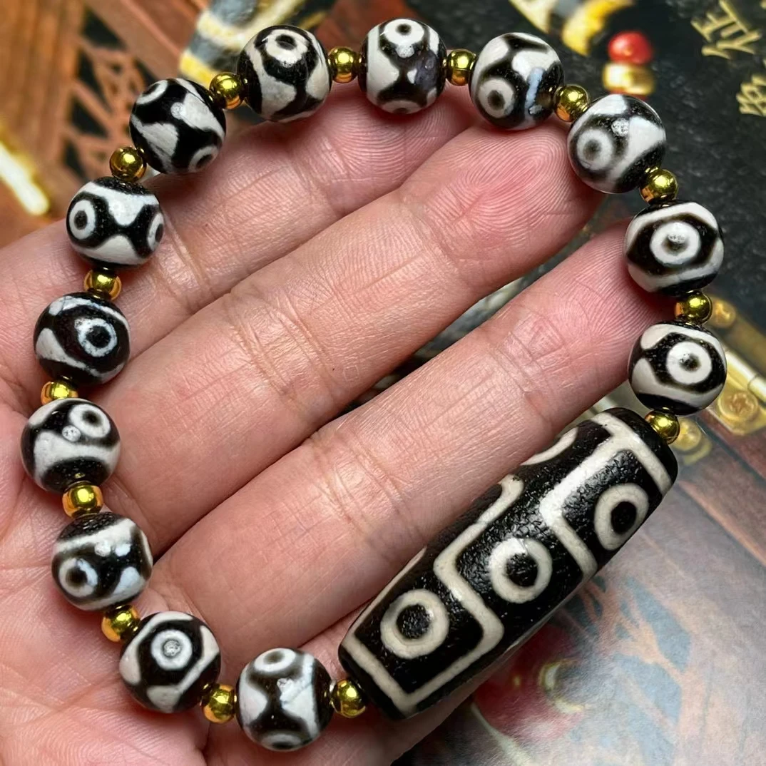 Magic 9 Eyes Mascot Home Ornament Bangle 3 Eyes Amulet Tibetan Dzi Bead Bracelets Bless Talisman