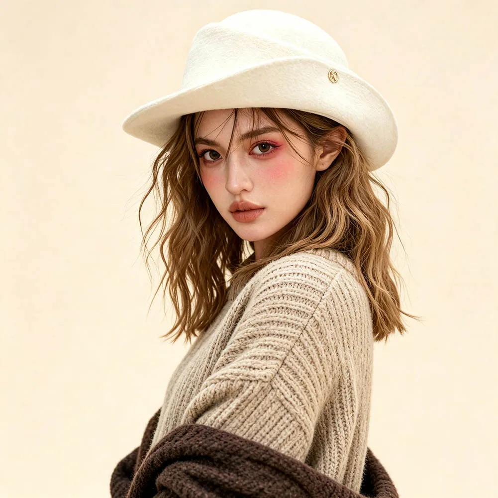 Wool Blend Fisherman Cap for Women Featuring Flip Brim Design and Wide Brim for Cold Weather and Timeless Outfits