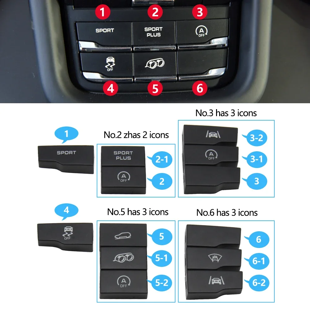 Complete Car Center Console Drive Mode Traction Control Multi Switch Sports Button For Porsche Cayenne 7P5 2010-2018 7P5927127