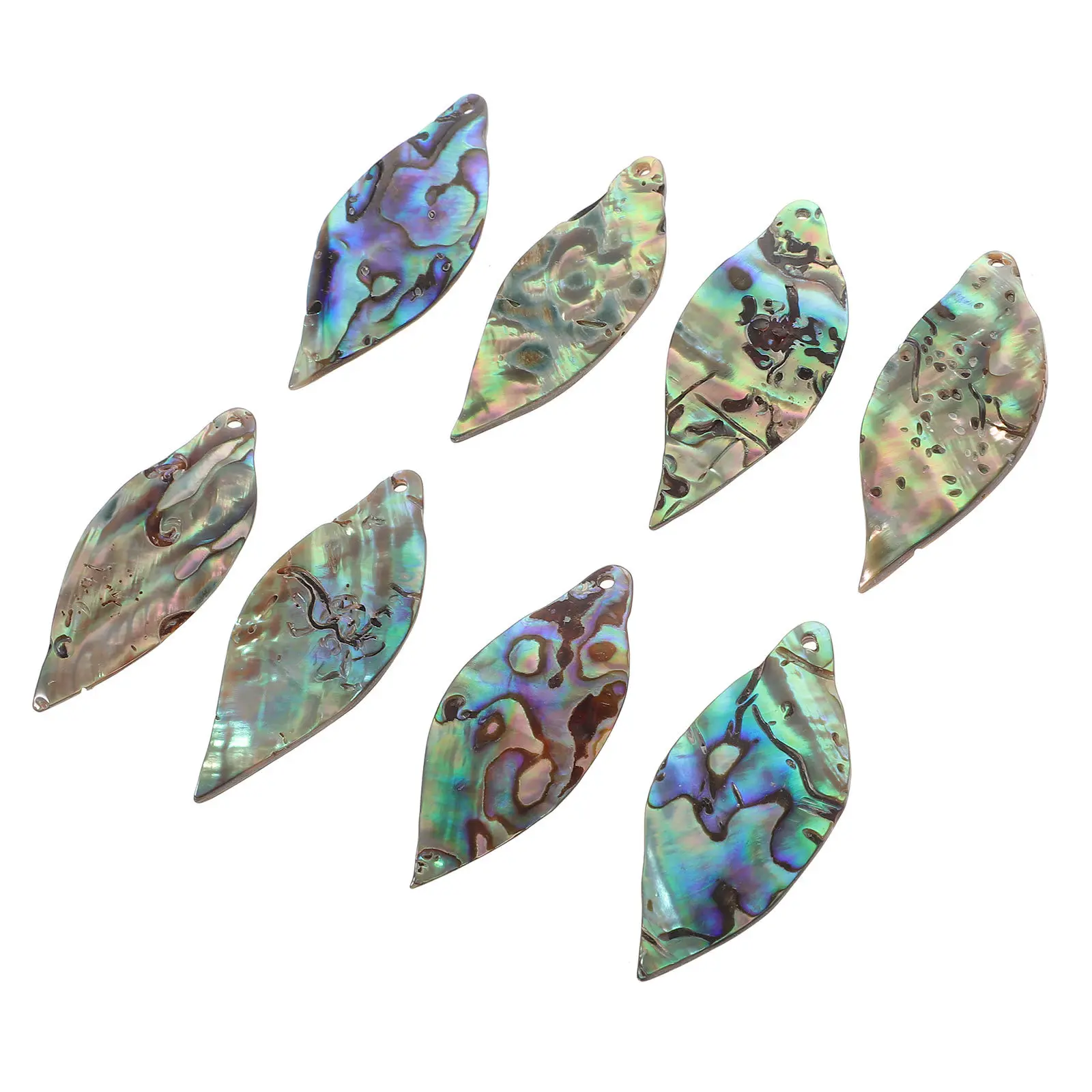 8 Pcs Jewelry Materials Abalone Shell Leaf Shape Pendant Accessories for DIY Girls Necklace Supplies Colorful Charm