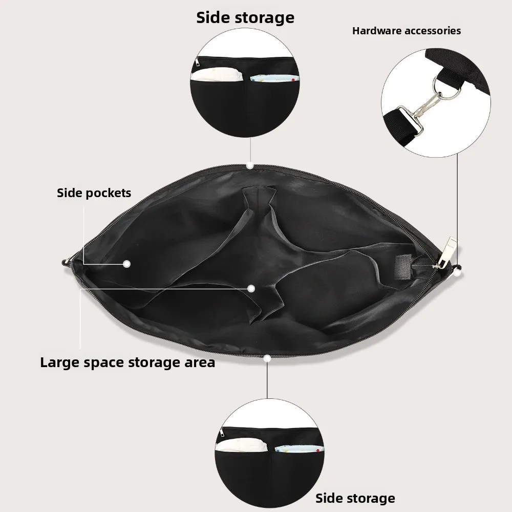 Portable Baby Stroller Storage Bag Large-capacity Multifunction Baby Pram Hanging Bag Waterproof Black Mommy Shoulder Bag