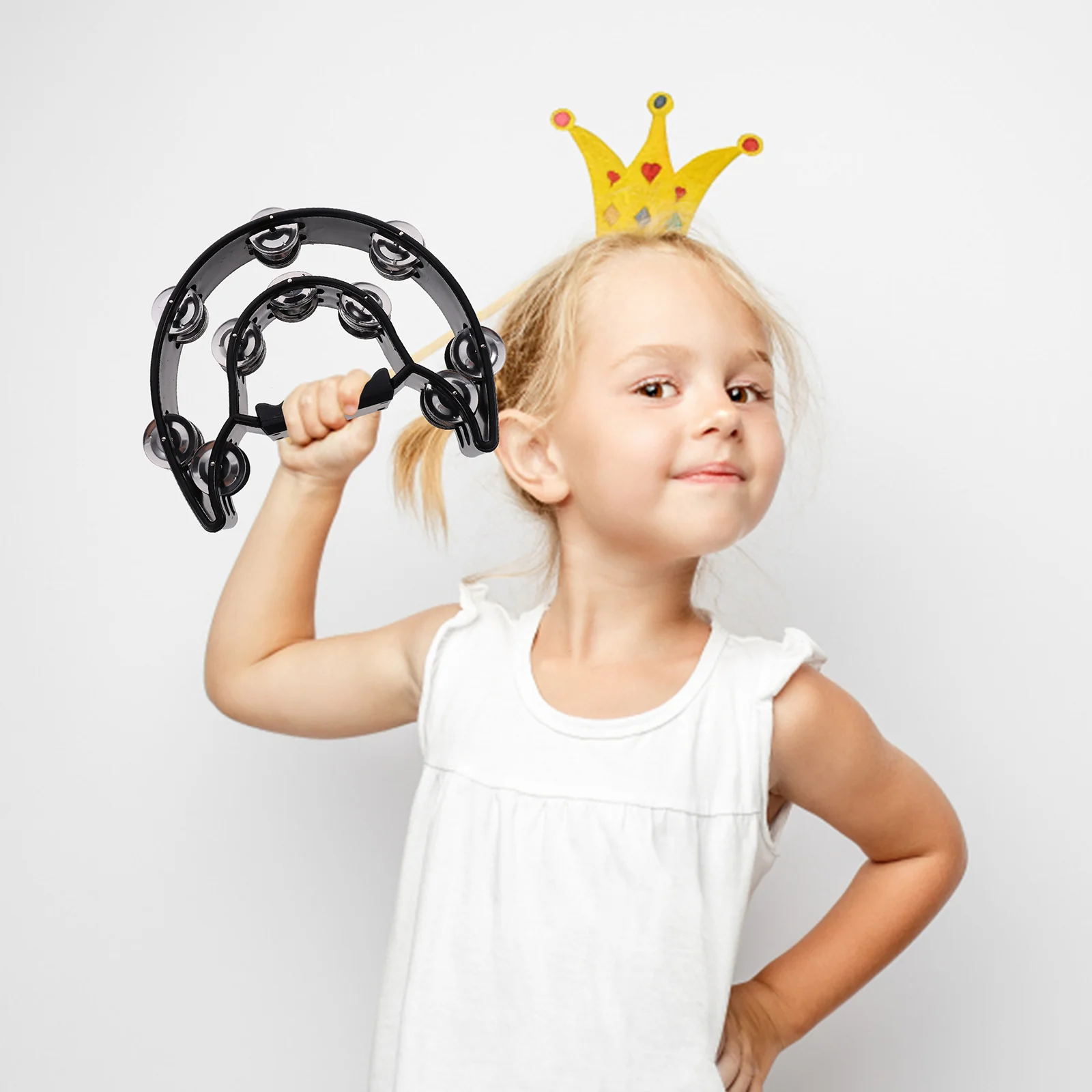 

6Pcs Foot Tambourine Hand Percussion Set Double Row Jingle Bells Kids Shakers Music Education Rhythm Instrument for Karaoke