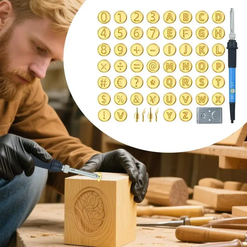 

Wood Burning Tool Wood Burning Kit Tool with Letter Stamps Alphabet Number Template Adjustable Temperature Pen for Crafts