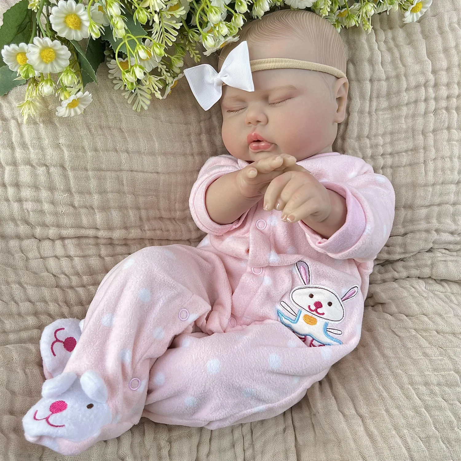 ตุ๊กตา BZDOLL เหมือนจริง ขนาด 50 ซม. 20 นิ้ว ผิว 3 มิติ พร้อมเส้นเลือดที่มองเห็นได้ ตุ๊กตาเด็กทารกหลับตา ตัวอ้วน ทำจากไวนิล แขนขาผ้า ของขวัญวันเกิดสำหรับเด็กผู้หญิง