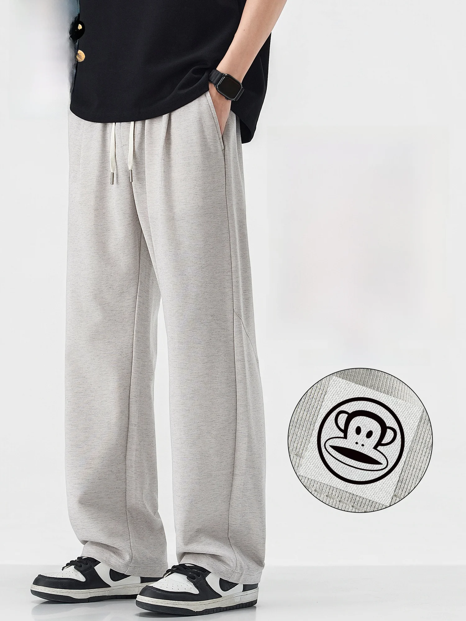 

PaulFrank Comfortable Knitted Loose Fit Men's Spor Casual Pants Spring New Sle Drapey Elastic Waist Cotton Blend Fabric